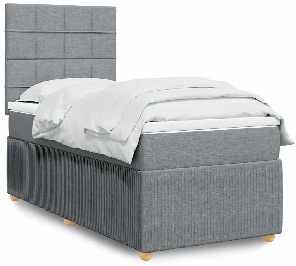 Cama com molas/colchão 90x190 cm tecido cinzento-claro