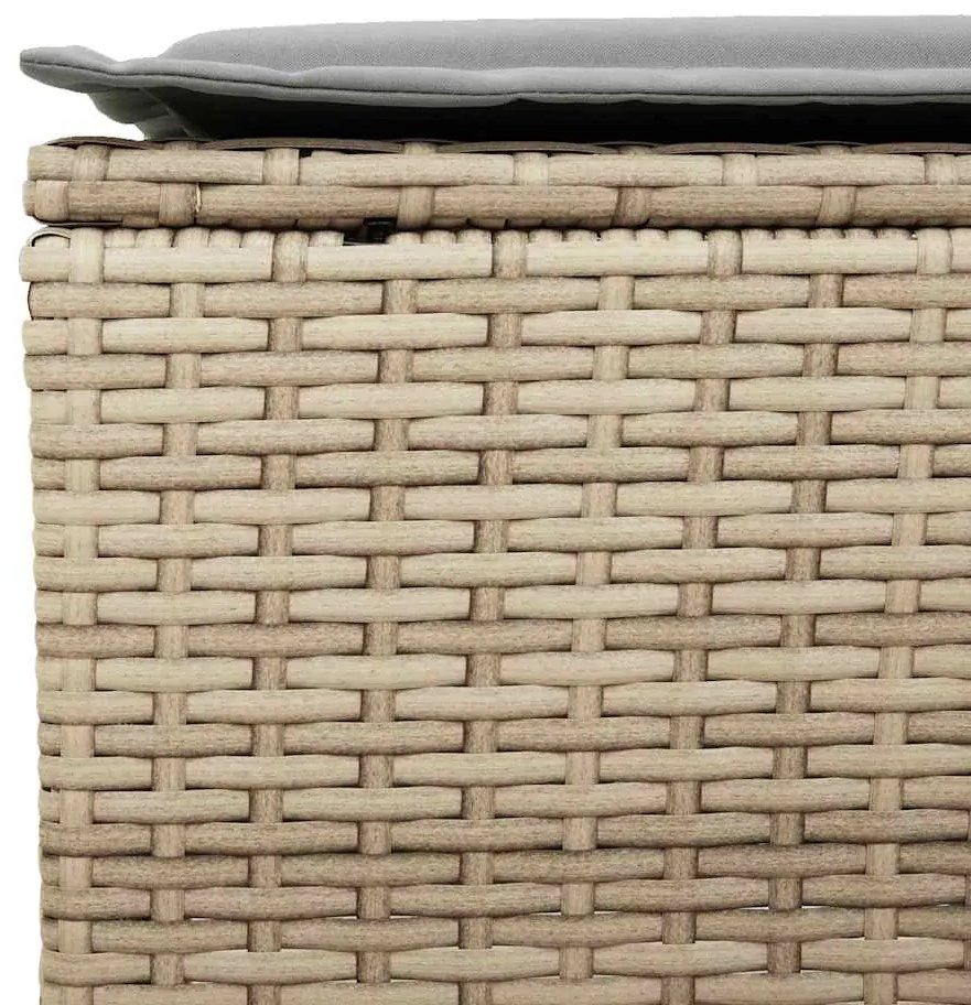 6 pcs conjunto de sofás p/ jardim com almofadões vime PE bege