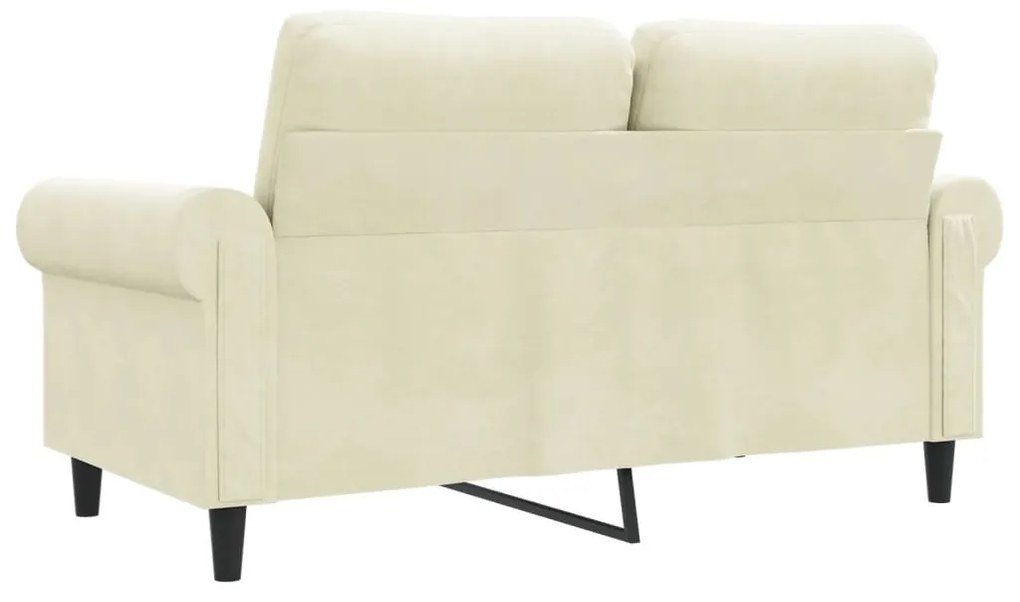 Sofá de 2 lugares veludo 120 cm cor creme