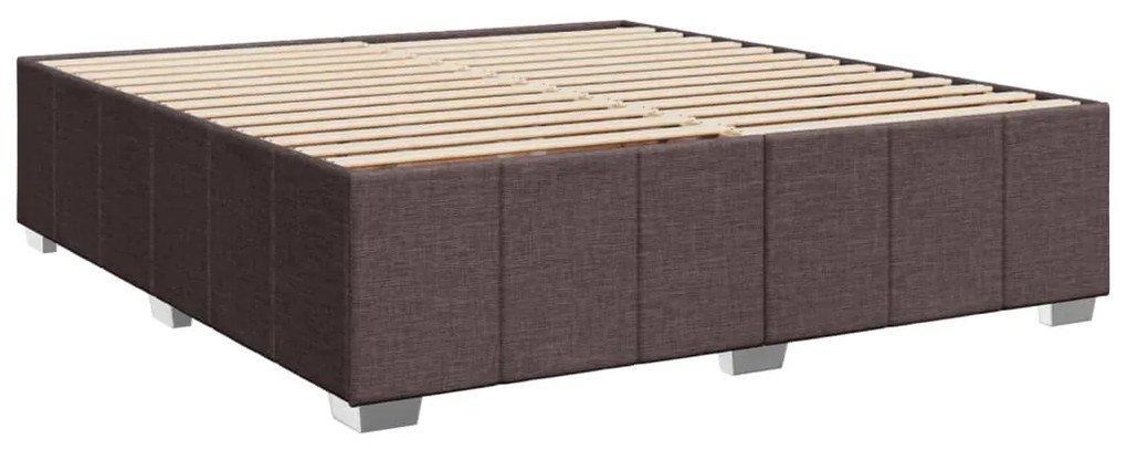 Cama com molas/colchão 200x200 cm tecido castanho-escuro