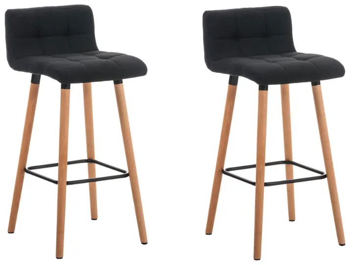 Conjunto de 2 bancos de bar Lincoln em tecido e com estrutura em Cor Natural 42 x 94 x 49 cm Preto