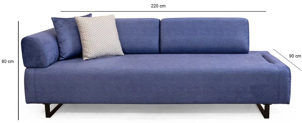 **** Sofá-cama de 3 lugares Infinity – Azul – 220 cm x 90 cm x 80 cm