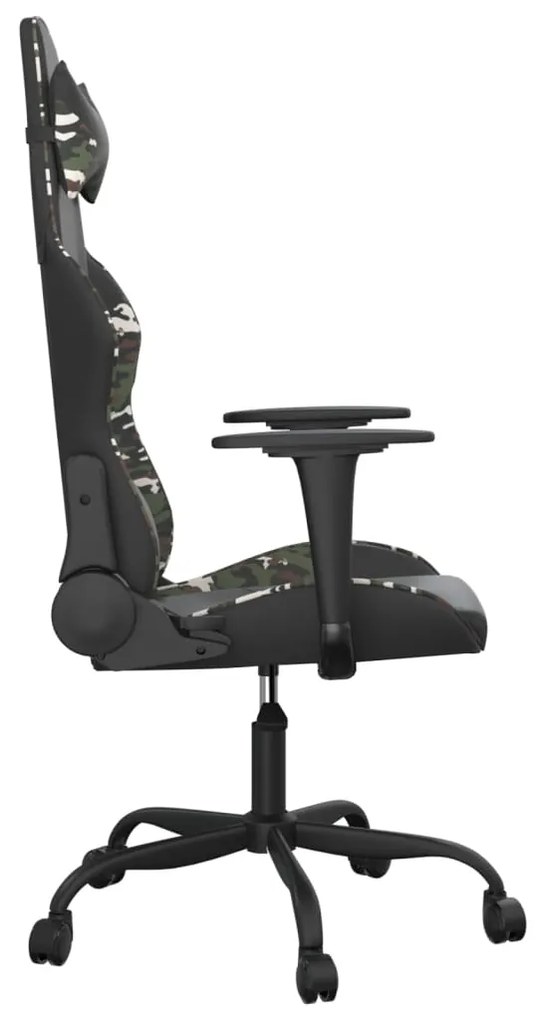 Cadeira gaming massagens couro artificial preto e camuflagem