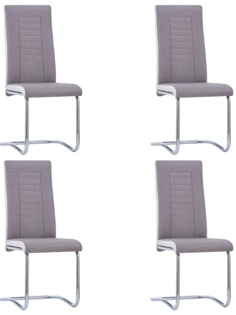 vidaXL Cadeiras de jantar cantilever 4 pcs tecido cinzento-acastanhado