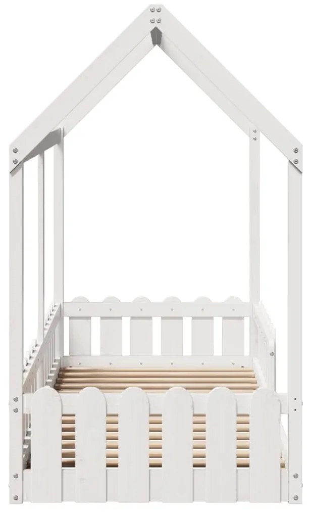 Cama infantil formato casa 80x200 cm pinho maciço branco
