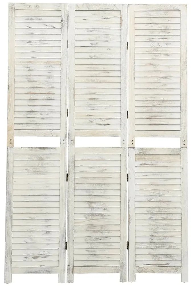 Biombo com 3 painéis 105x165 cm madeira branco antigo