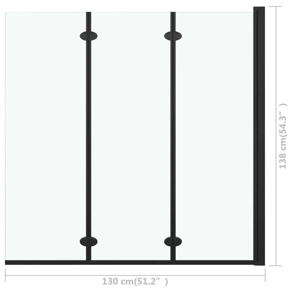 Divisória de Chuveiro Dobrável com 3 Paineis ESG 130x138 cm - Design M