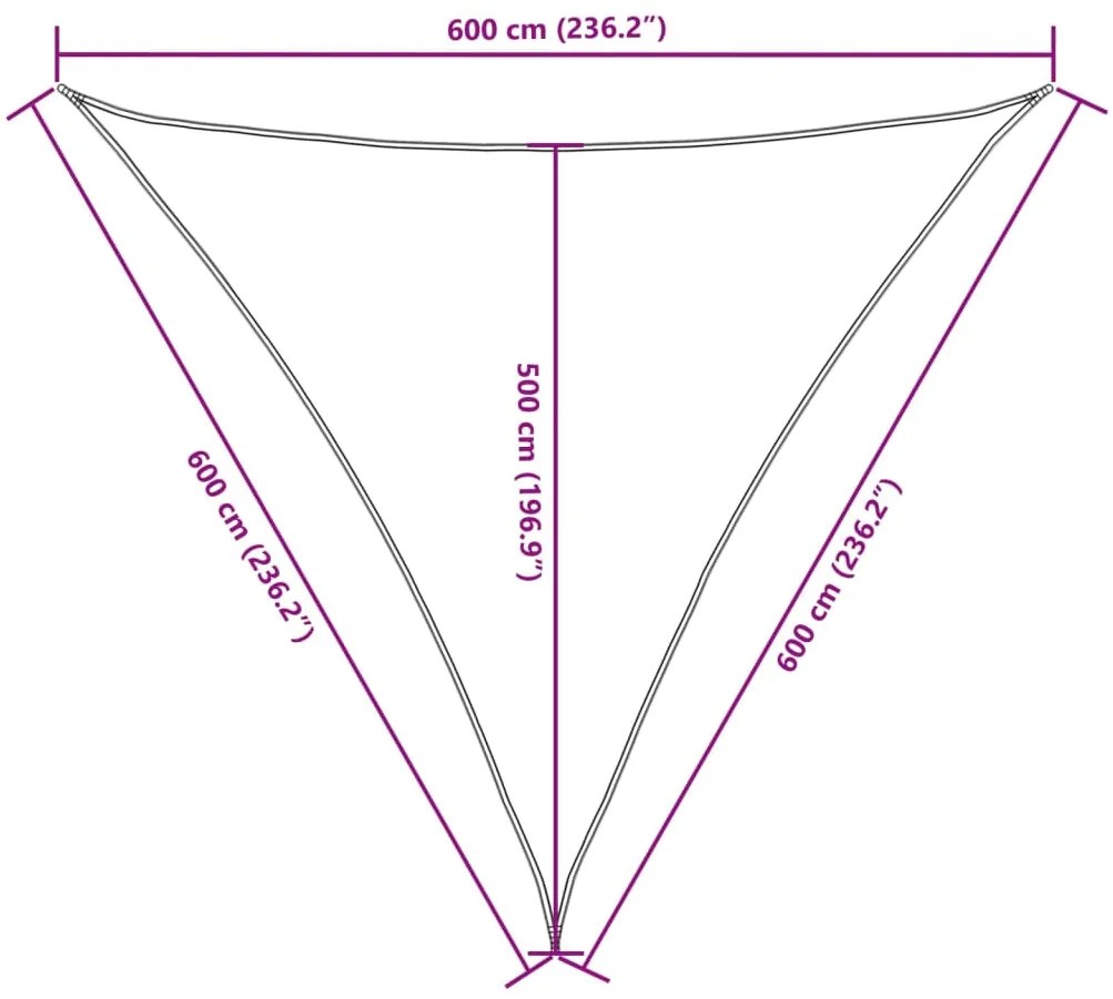 Para-sol vela tecido oxford triangular 6x6x6 m verde-escuro