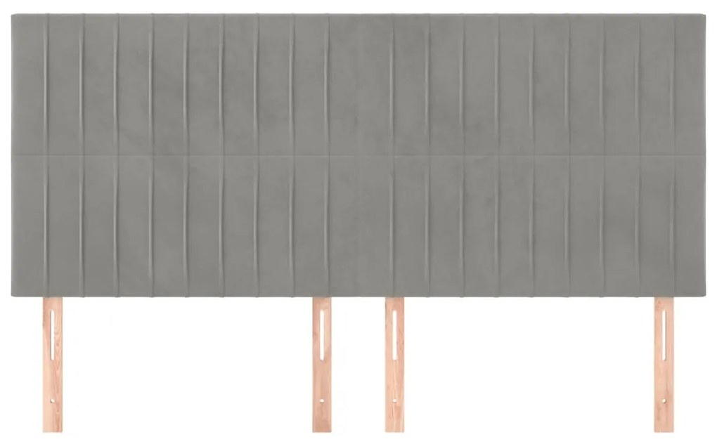 Cabeceira de cama 4 pcs veludo 80x5x78/88 cm cinzento-claro