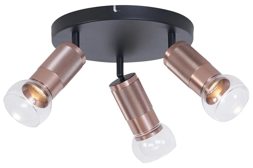 Foco de teto redondo bronze escuro redondo 3-luzes ajustável - Veerle