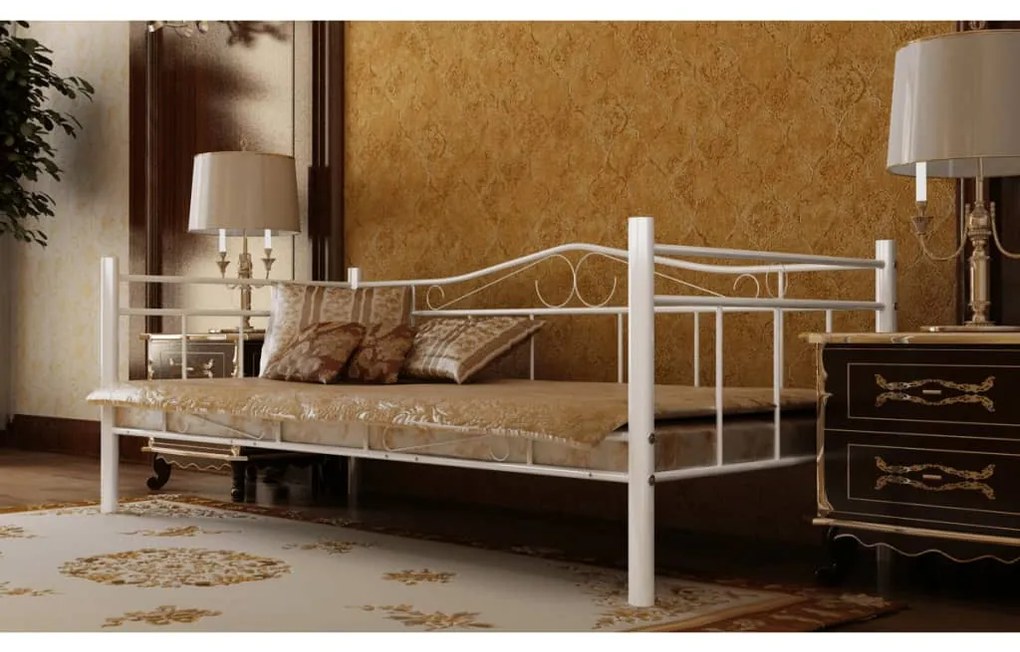 270584 vidaXL Sofá-cama com colchão 90x200 cm metal branco