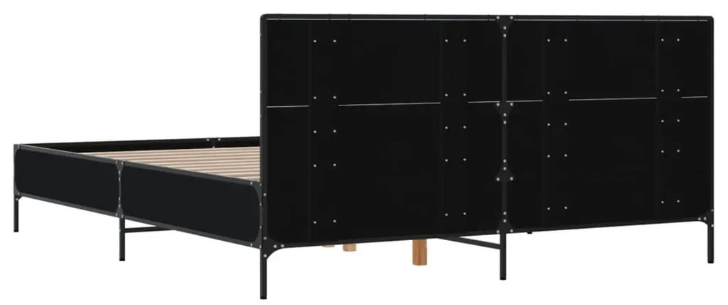 Estrutura de cama 140x200 cm derivados de madeira/metal preto