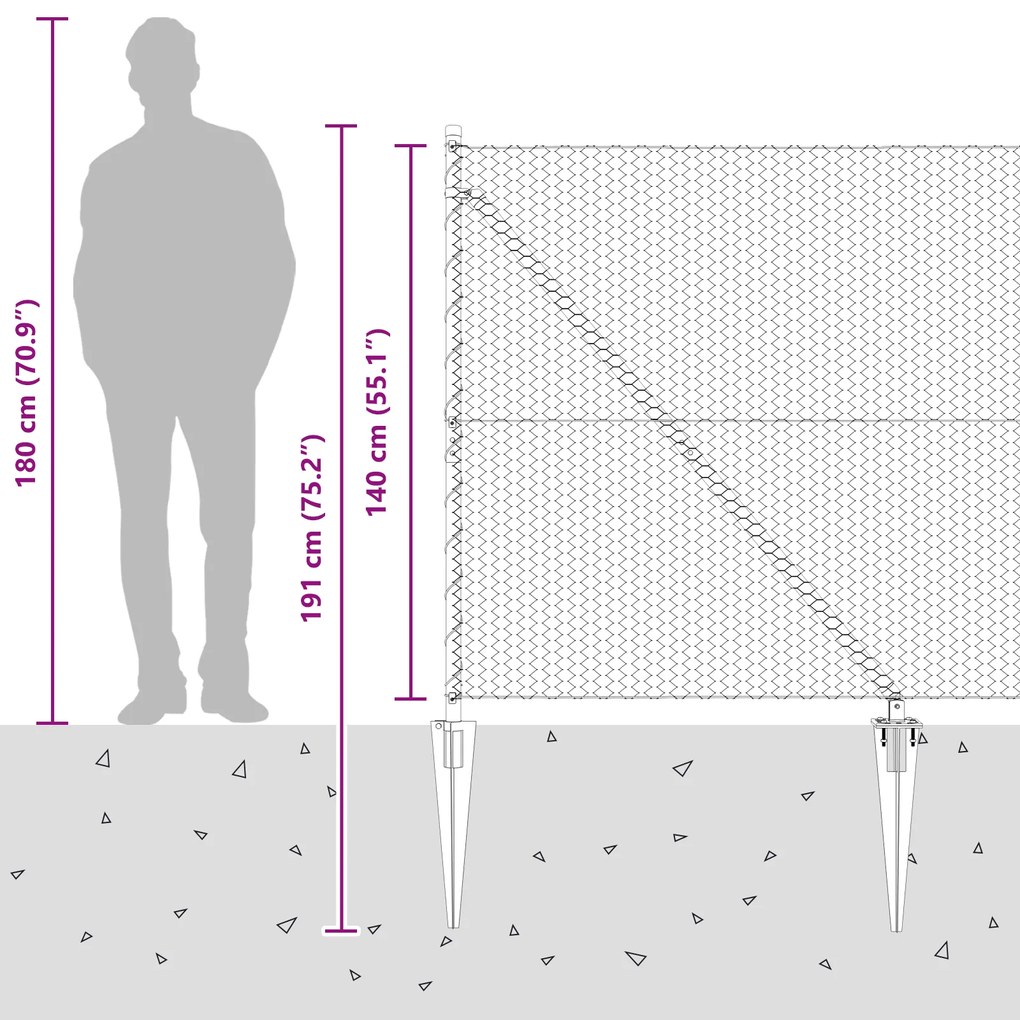 Cerca Hexagonal Cinza 1,4x50 m Aço