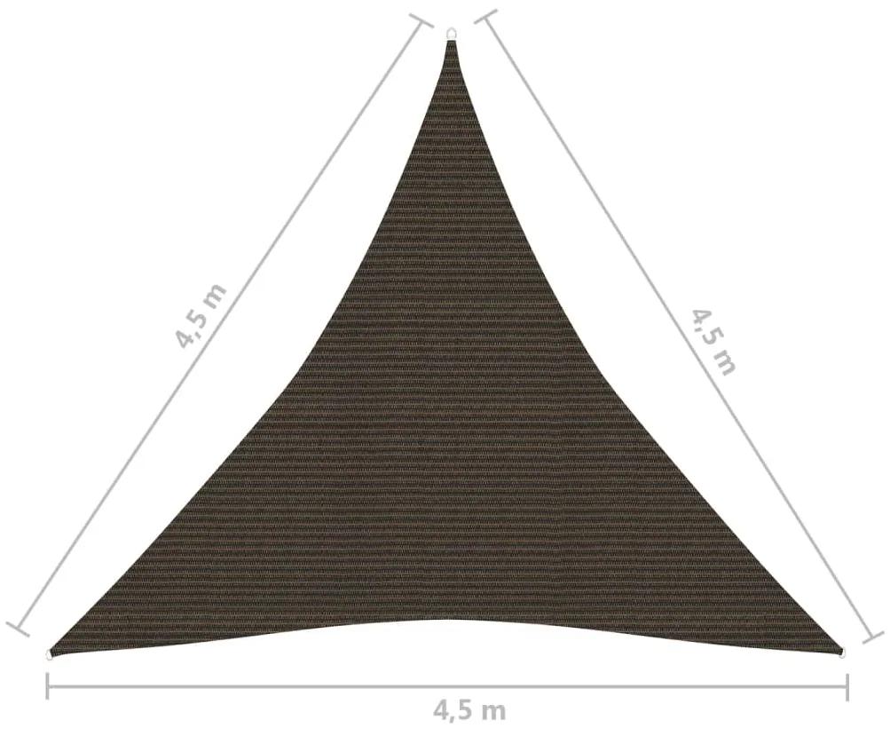 Para-sol estilo vela 160 g/m² 4,5x4,5x4,5 m PEAD castanho