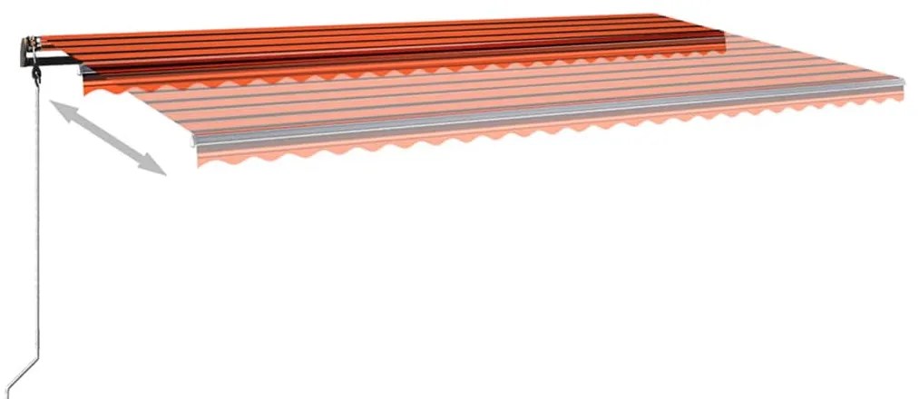 Toldo retrátil manual com LED 600x350 cm laranja e castanho