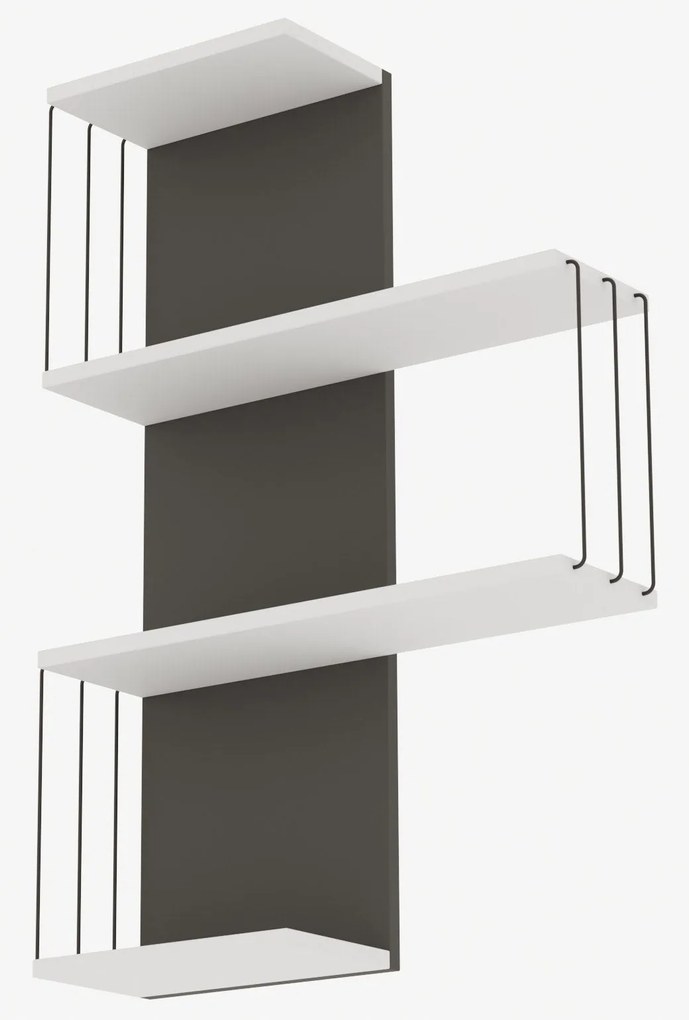 Estante de Parede Cambel – Branco e Antracite – 64x96x19 cm