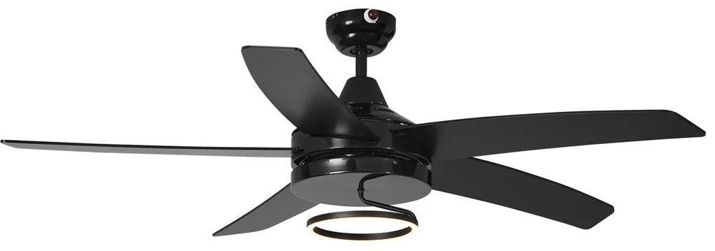 Ventilador de teto preto 132cm incl. LED com controle remoto - Cool Anello