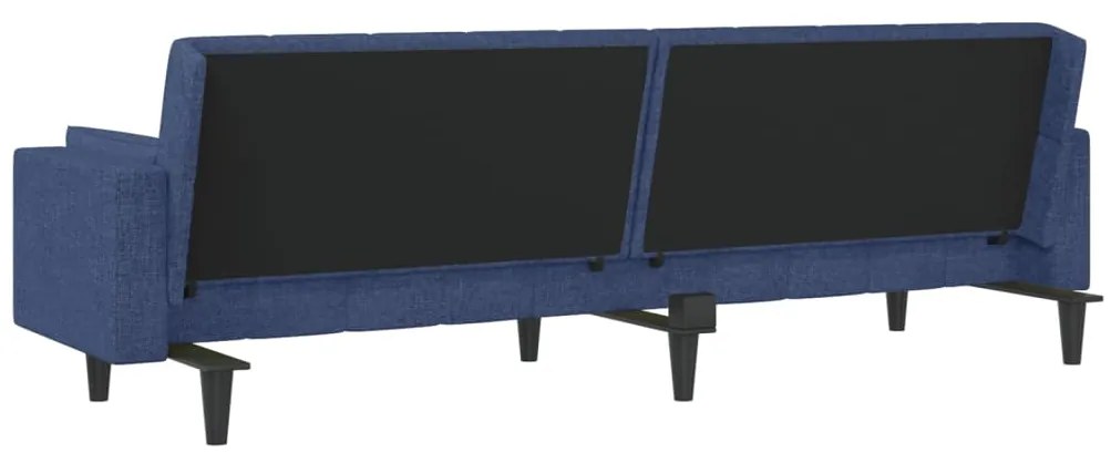 Sofá-cama 2 lugares com duas almofadas tecido azul