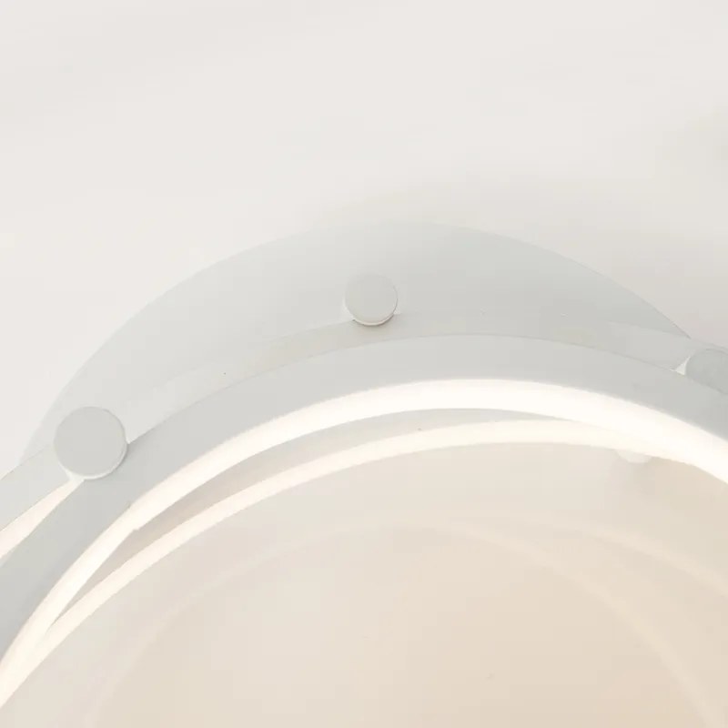 Candeeiro de teto moderno branco com LED e dimmer - Rondas Moderno