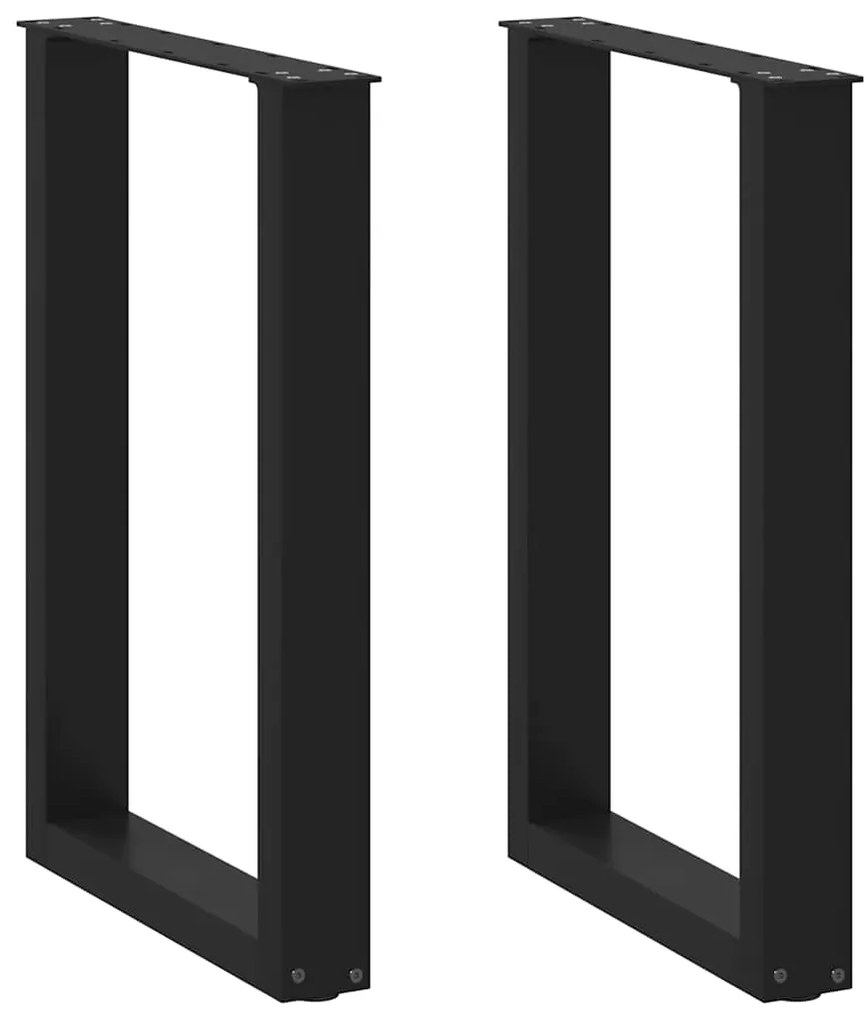 vidaXL Pés de mesa de jantar em forma de U, 2 peças, preto, 50x(72-73) cm, aço