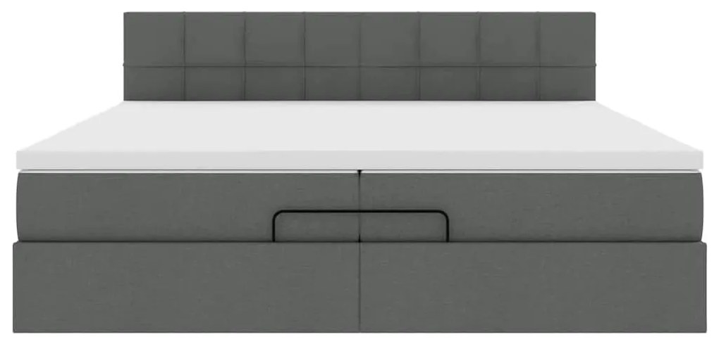 Estrutura de cama otomana com colchão 200x200cm cinzento-escuro