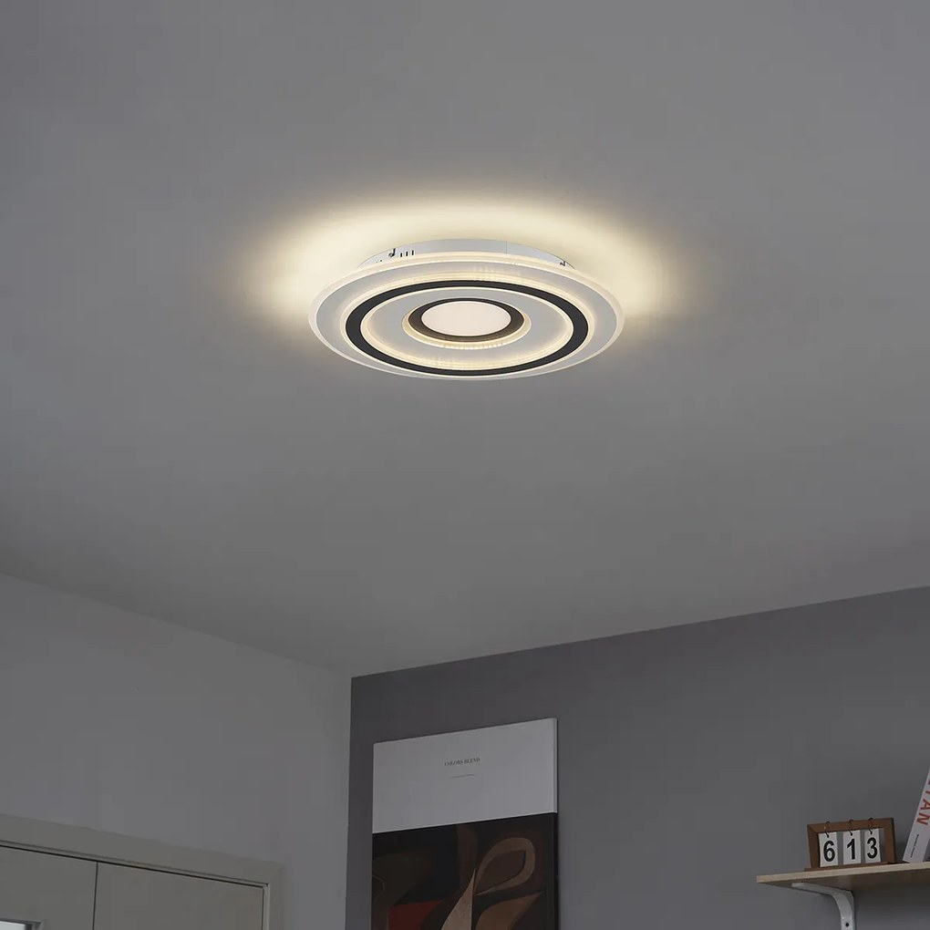 Plafon de design branco com cinza escuro redondo Incl. LED regulável - Taylor
