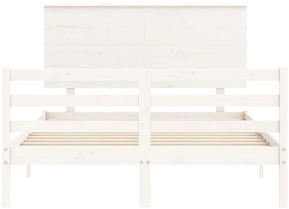 Estrutura de cama com cabeceira 140x200cm madeira maciça branco