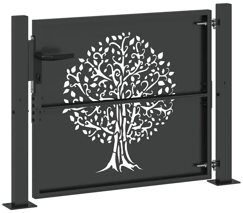 Portão de Jardim Preto 105 x 100 cm Aço com Revestimento em Pó