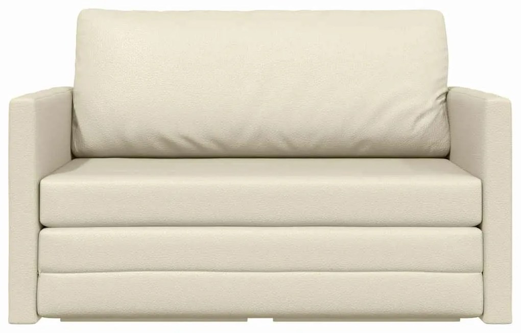Sofá-camas 2-em-1 Creme 124x71x78 cm Couro Sintético