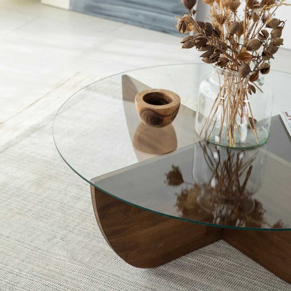 Mesa de Café Lily - Cor Nogueira - Medidas: 90cm x 30cm x 90cm