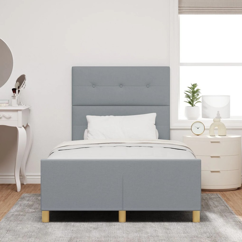 Estrutura de Cama Cinza Claro 120x200 cm Tecido