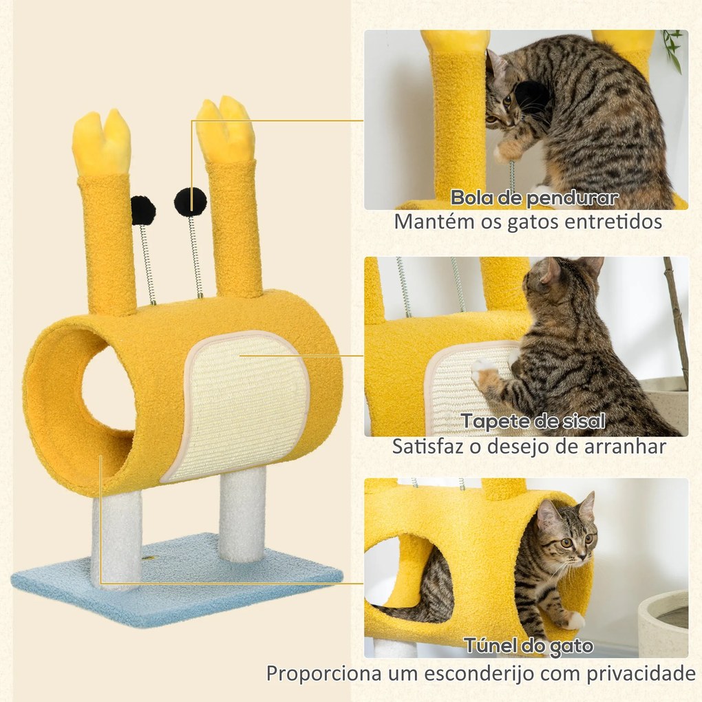 PawHut Árvore Arranhador para Gatos Altura 72cm Postes com Forma de Ca