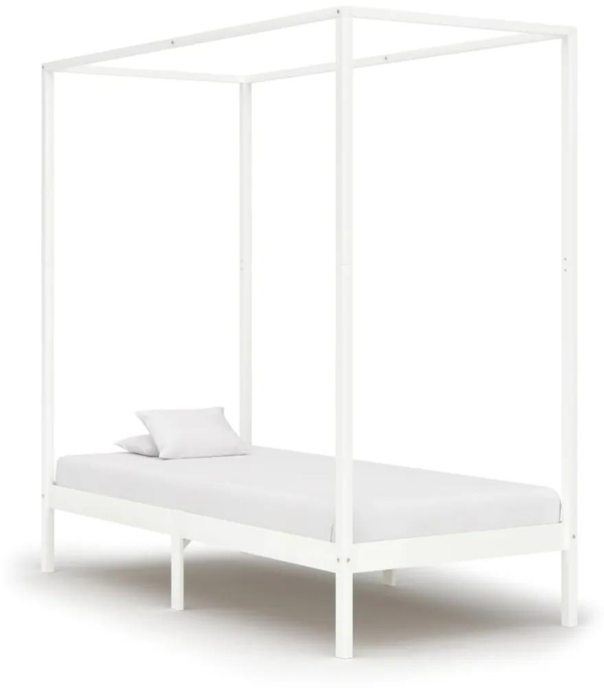 283262 vidaXL Estrutura de cama com toldo 90x200 cm pinho maciço branco