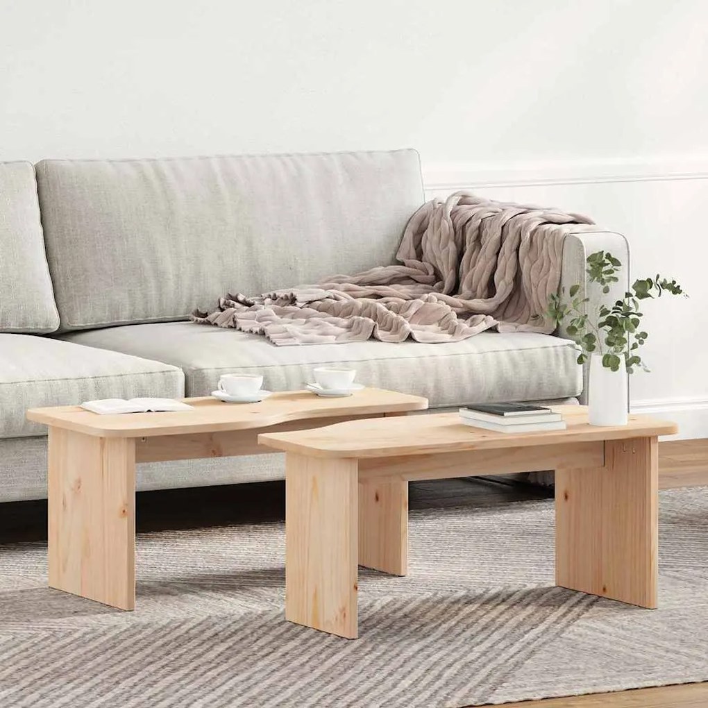 Mesa de centro 2 pcs Natural 100 x 69 x 35.5 cm