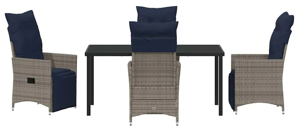 Conjunto de Jantar de Jardim vidaXL com 5 Peças e Almofadas Cinza em R