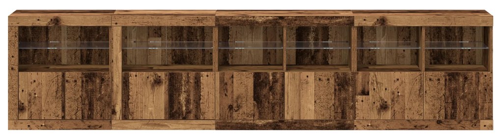 Aparador com Luzes LED Madeira Velha 283x37x67 cm Madeira de Engenhari