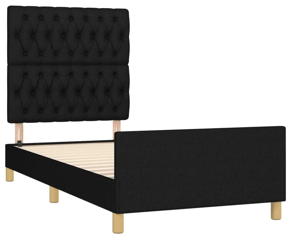 Estrutura de cama sem colchão 90x200 cm tecido preto