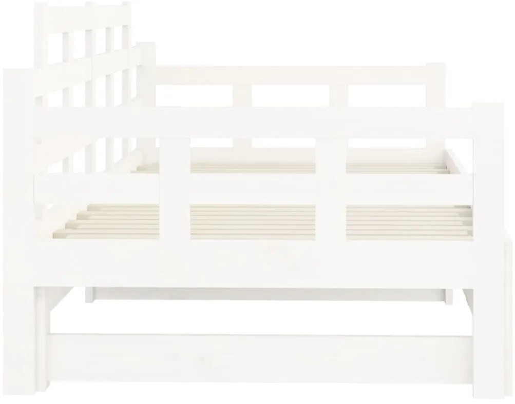 Estrutura sofá-cama de puxar pinho maciço branco 2x(90x190) cm
