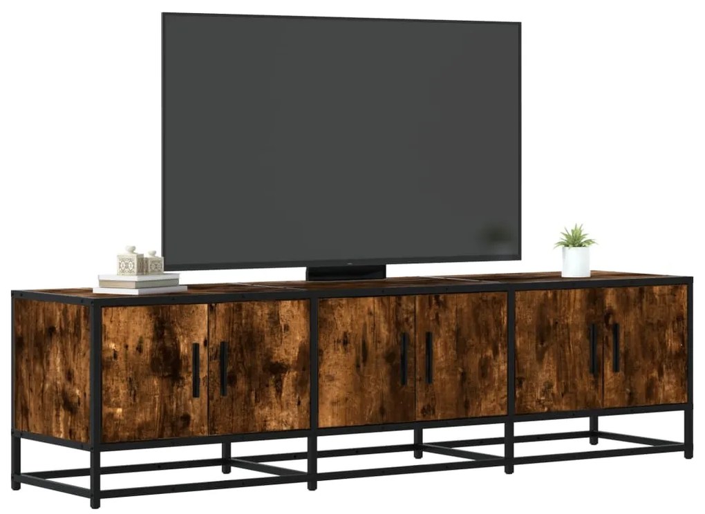 Móvel p/ TV 150x35x41cm derivados madeira/metal carvalho fumado