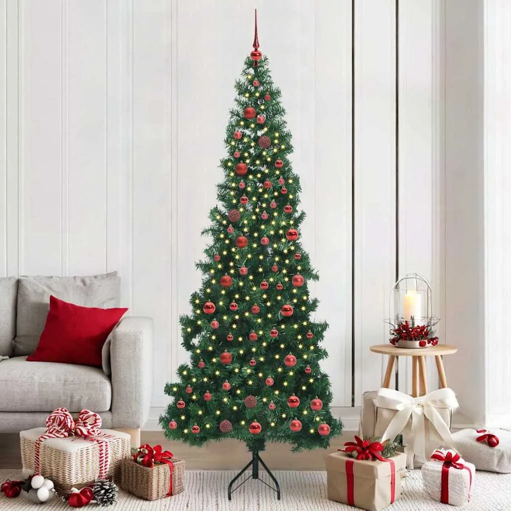 vidaXL Árvore de Natal artificial de canto Verde 210 cm PVC e Metal