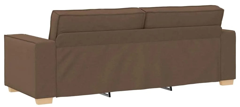 Conjunto de Sofá de 3 Peças com Almofadas em Tecido Castanho