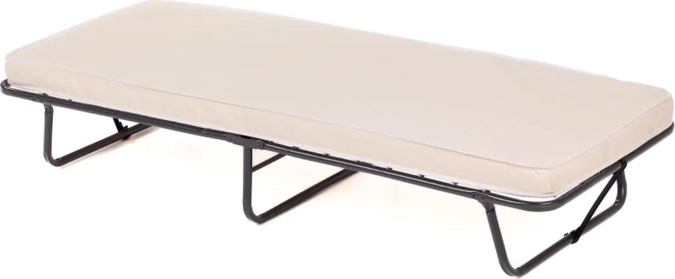 Cama dobrável 190 x 80 cm com colchão portátil para hóspedes com espuma viscoelástica Estrutura metálica resistente e molas Bege