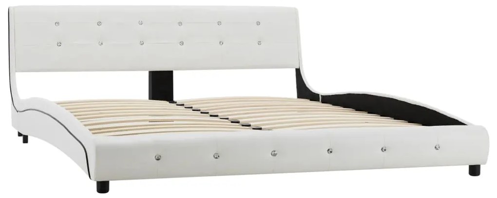 Estrutura de cama 160x200 cm couro artificial branco