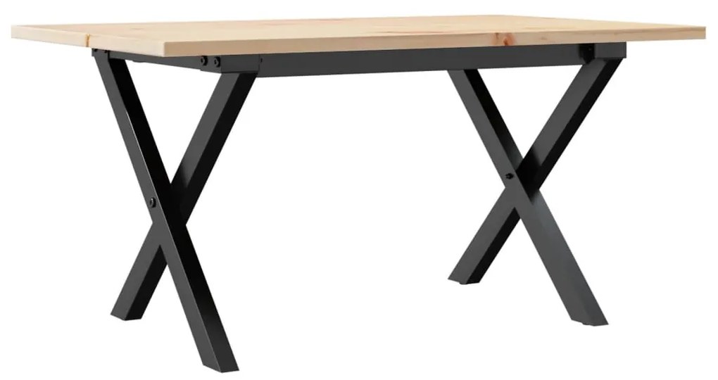 Mesa de centro estrutura em X 80x50x40 cm pinho e aço