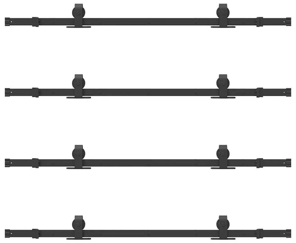Kit de ferragens para porta deslizante 305 cm aço preto