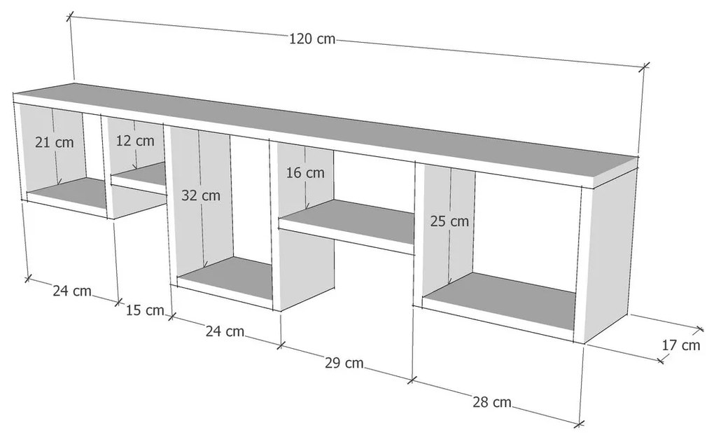 Prateleira de Parede Amanos – Pinho – 120 cm x 32 cm x 17 cm