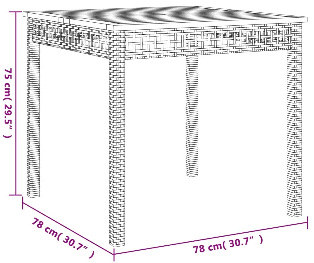 5 pcs conjunto de jantar p/ jardim c/ almofadões vime PE cinza