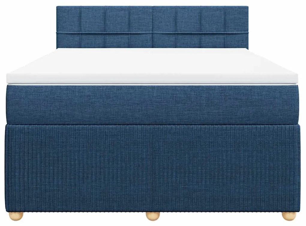 Cama com molas/colchão 140x200 cm tecido azul