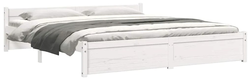 Estrutura de cama 200x200 cm madeira maciça branco