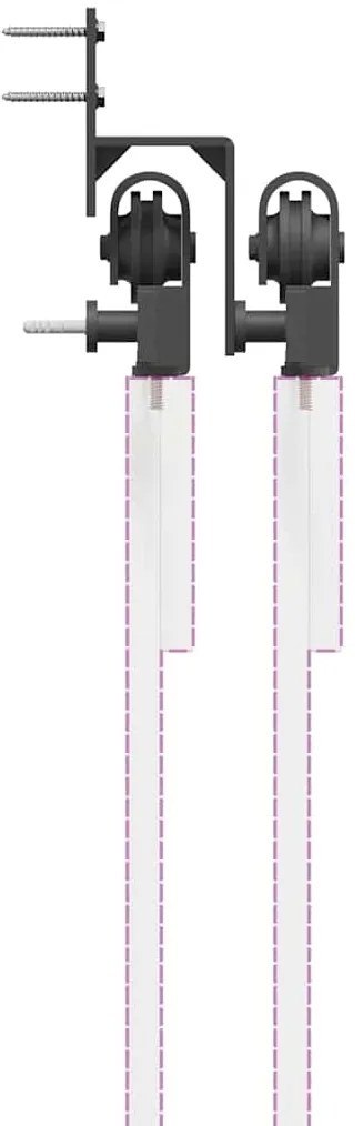 Kit de ferragens para porta deslizante 400 cm aço preto